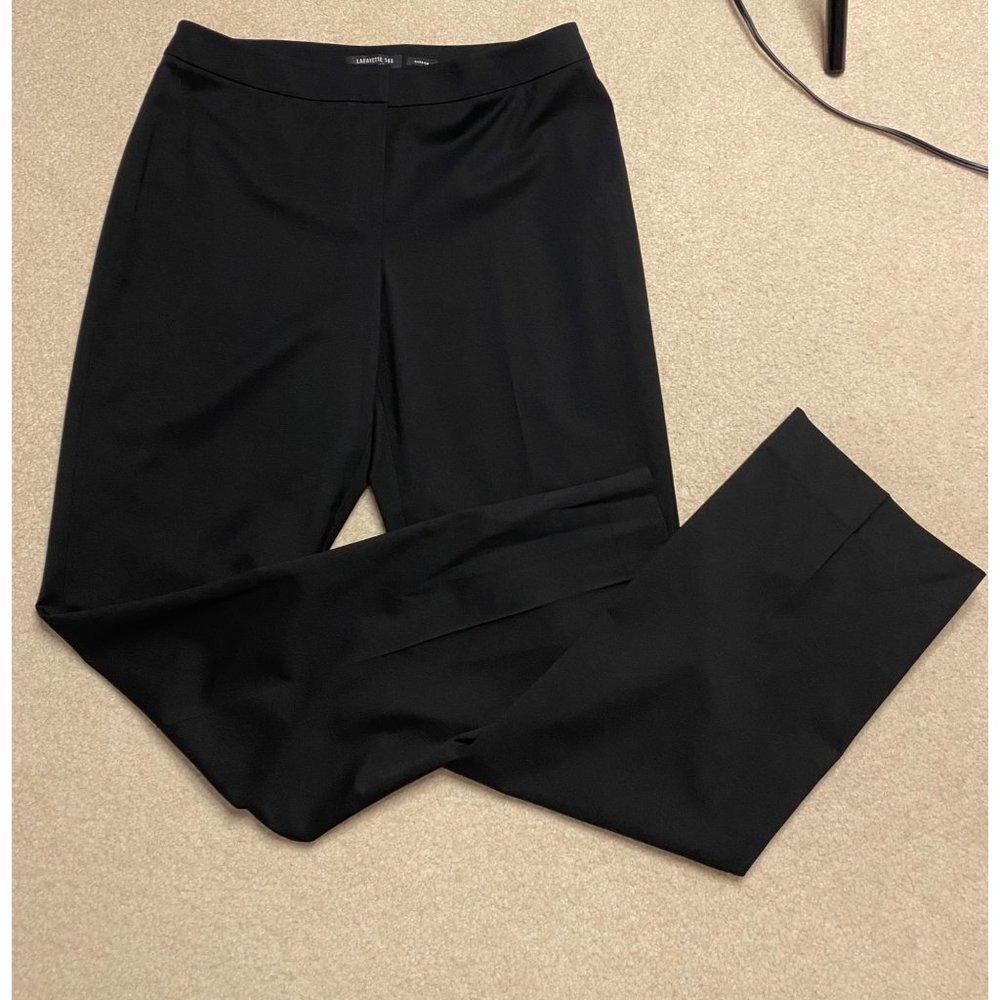 LAFAYETTE 148 Italian Stretch Wool Barrow Pant In Black Size 10 - Picture 4 of 11